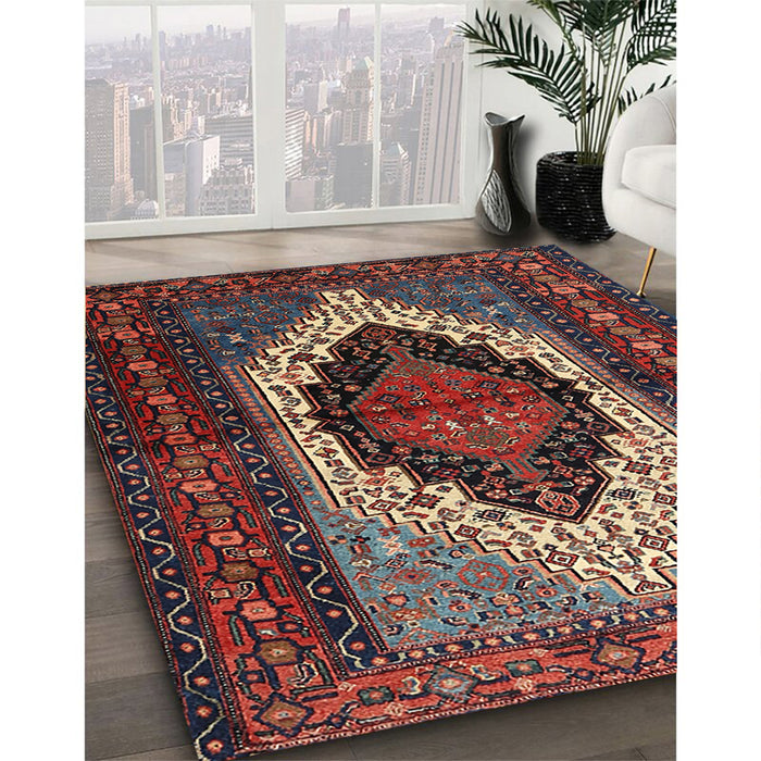 Traditional Dark Almond Brown Persian Rug in Family Room, tr1937