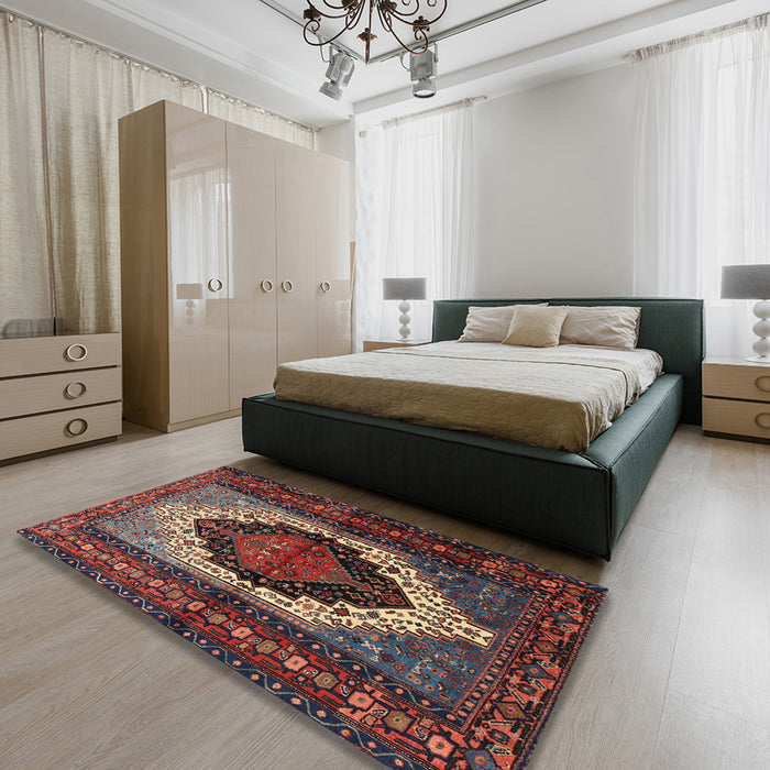 Traditional Dark Almond Brown Persian Rug in a Bedroom, tr1937