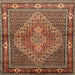 Round Machine Washable Traditional Saffron Red Rug, wshtr1940