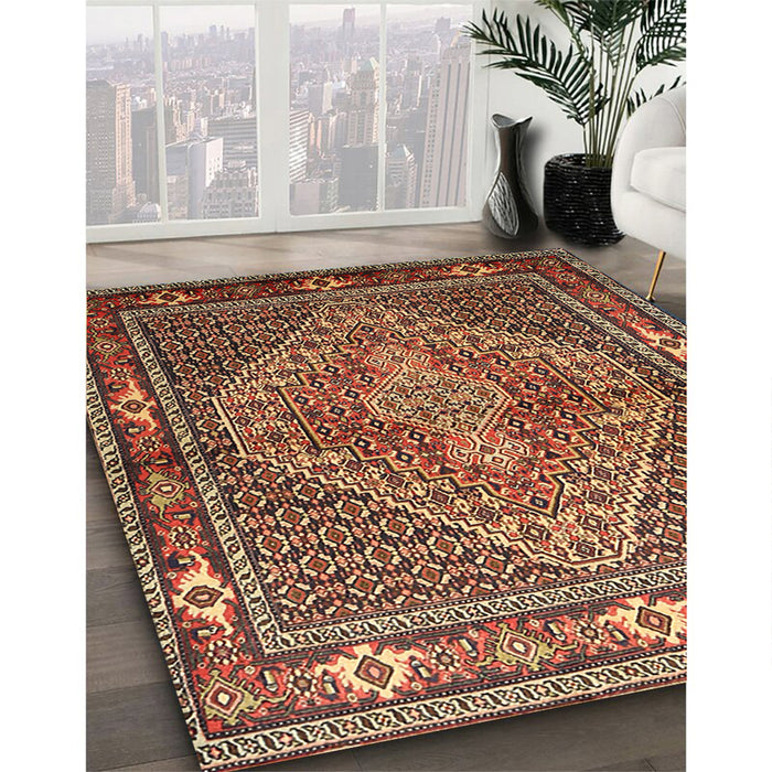 Traditional Saffron Red Persian Rug in Family Room, tr1940