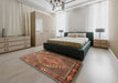 Machine Washable Traditional Saffron Red Rug in a Bedroom, wshtr1940