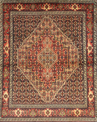 Machine Washable Traditional Saffron Red Rug, wshtr1940