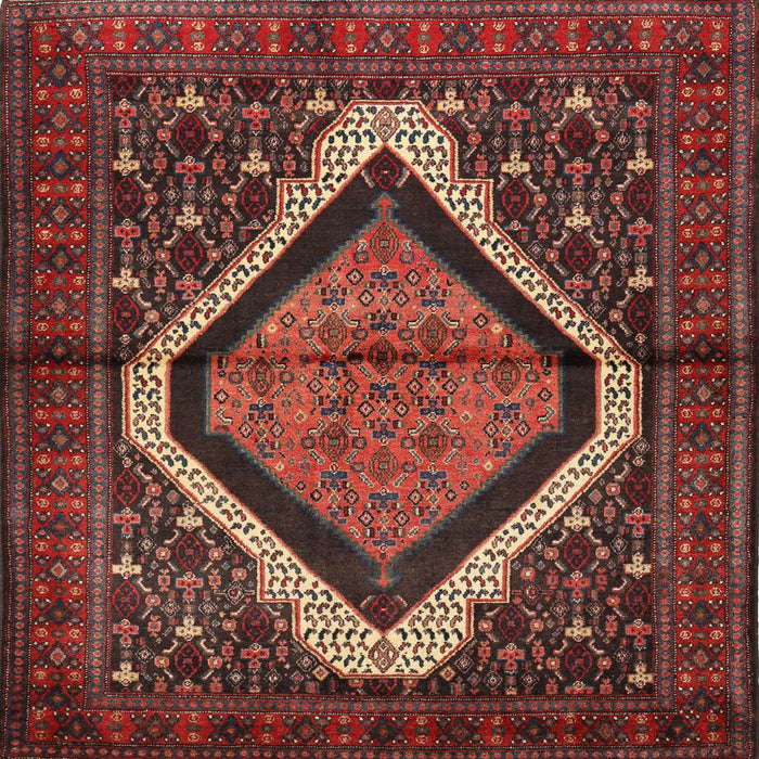 Round Machine Washable Traditional Saffron Red Rug, wshtr1941