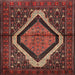 Round Machine Washable Traditional Saffron Red Rug, wshtr1941