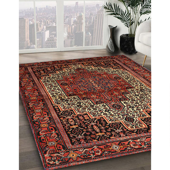 Traditional Gold Brown Persian Rug in Family Room, tr1942