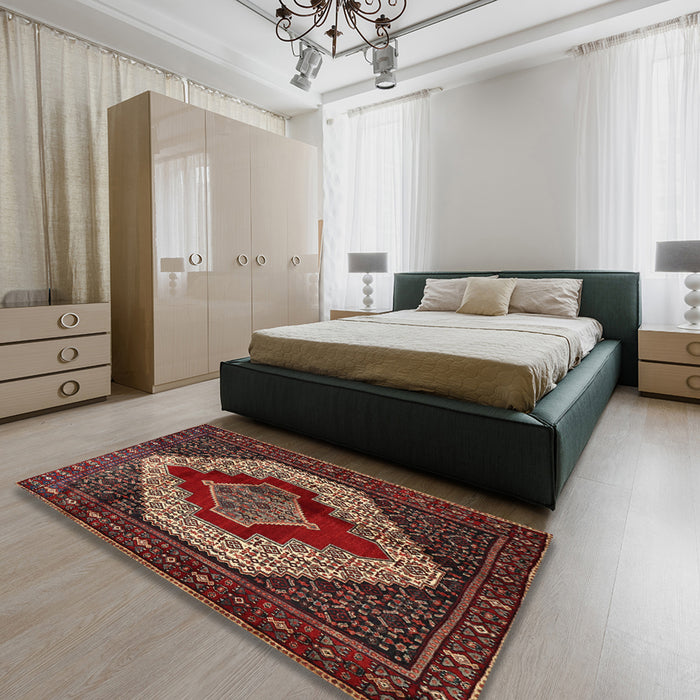 Traditional Saffron Red Persian Rug in a Bedroom, tr1944