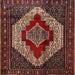 Round Machine Washable Traditional Saffron Red Rug, wshtr1944