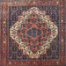 Round Machine Washable Traditional Dark Almond Brown Rug, wshtr1945