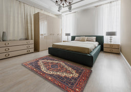 Traditional Dark Almond Brown Persian Rug in a Bedroom, tr1945
