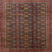 Round Machine Washable Traditional Brown Rug, wshtr1948