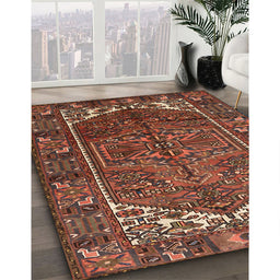 Traditional Saffron Red Persian Rug in Family Room, tr1949