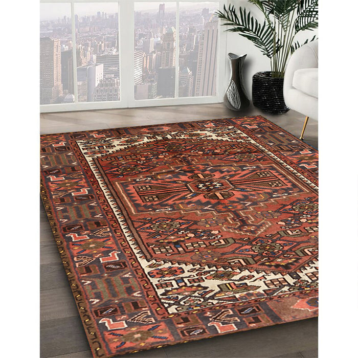 Traditional Saffron Red Persian Rug in Family Room, tr1949