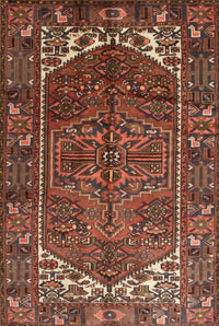 Machine Washable Traditional Saffron Red Rug, wshtr1949