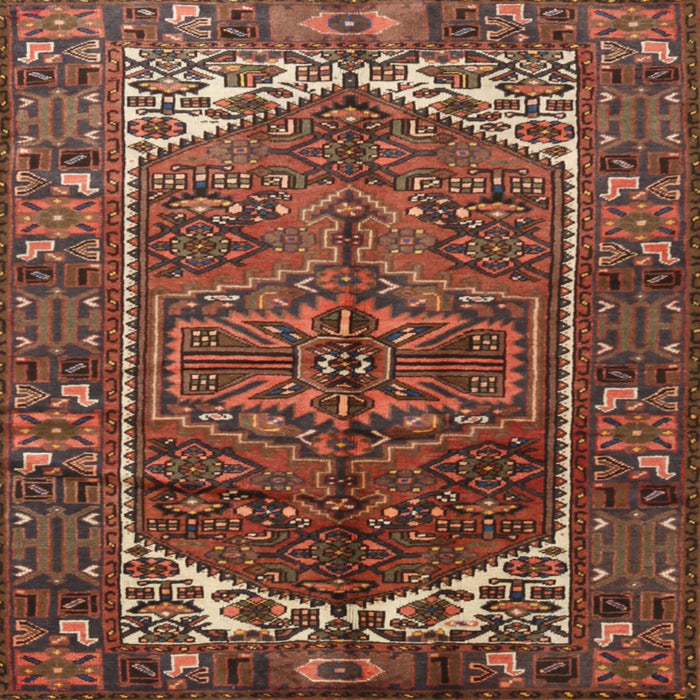 Square Traditional Saffron Red Persian Rug, tr1949