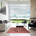 Square Machine Washable Traditional Copper Red Pink Rug in a Living Room, wshtr194