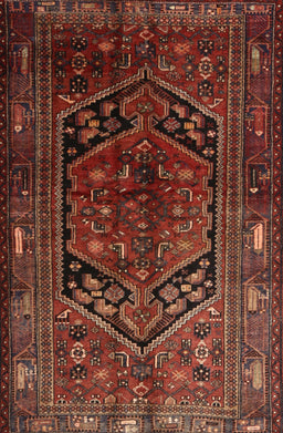 Machine Washable Traditional Saffron Red Rug, wshtr1950
