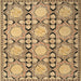 Round Machine Washable Traditional Sienna Brown Rug, wshtr1951