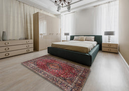 Traditional Dark Almond Brown Medallion Rug in a Bedroom, tr1955