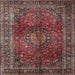 Round Machine Washable Traditional Dark Almond Brown Rug, wshtr1955