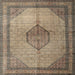 Square Traditional Dark Brown Medallion Rug, tr1956