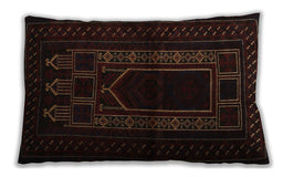 Traditional Classic Rectangular Black Brown Lumbar Throw Pillow, 13 inch by 19 inch, lbtr1957