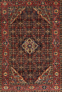 Machine Washable Traditional Saffron Red Rug, wshtr1958