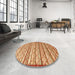 Round Machine Washable Traditional Orange Red Rug in a Office, wshtr1959