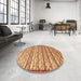 Round Traditional Orange Red Persian Rug in a Office, tr1959