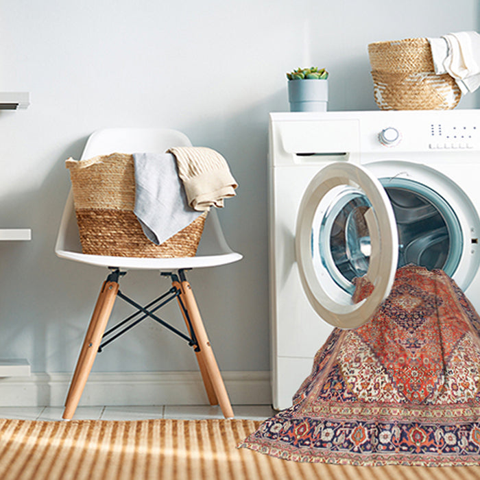 Machine Washable Traditional Fire Brick Red Rug in a Washing Machine, wshtr195