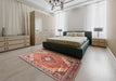 Traditional Fire Brick Red Persian Rug in a Bedroom, tr195