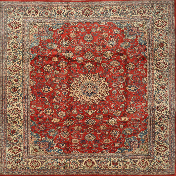Round Machine Washable Traditional Tomato Red Rug, wshtr1960
