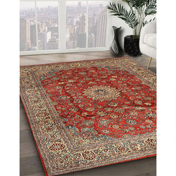 Machine Washable Traditional Tomato Red Rug in a Family Room, wshtr1960