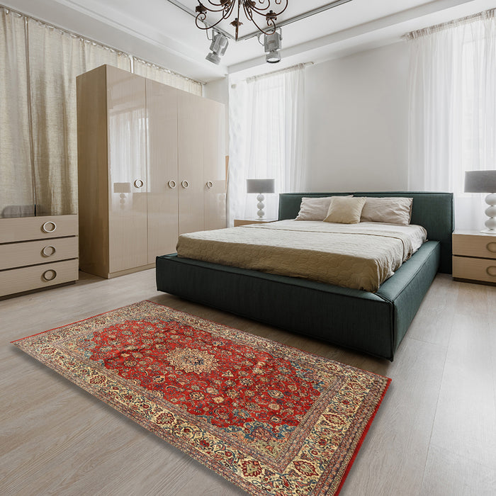 Traditional Red Medallion Rug in a Bedroom, tr1960
