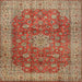 Square Traditional Sand Brown Medallion Rug, tr1961