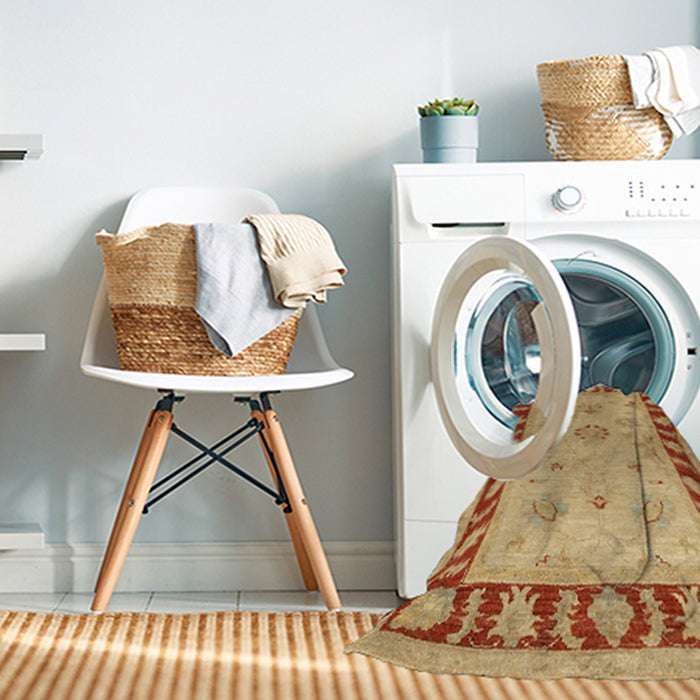 Machine Washable Traditional Orange Rug in a Washing Machine, wshtr1963