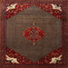 Round Machine Washable Traditional Sienna Brown Rug, wshtr1964