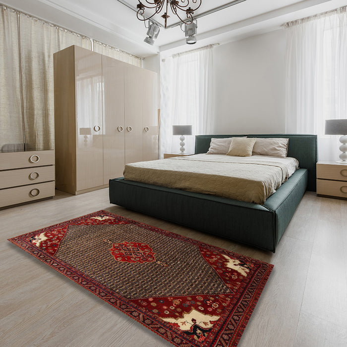 Traditional Sienna Brown Persian Rug in a Bedroom, tr1964