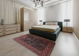 Traditional Sienna Brown Persian Rug in a Bedroom, tr1966