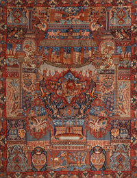 Machine Washable Traditional Saffron Red Rug, wshtr1967