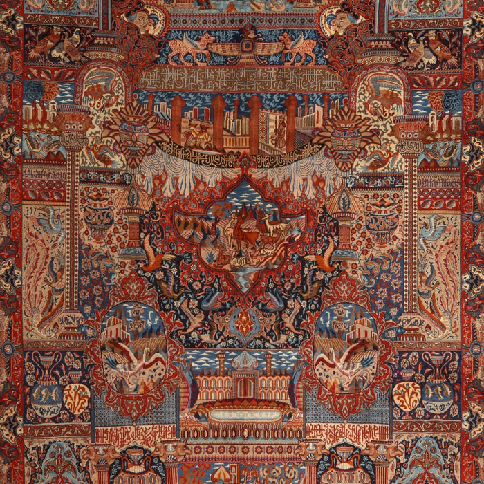 Machine Washable Traditional Saffron Red Rug, wshtr1967