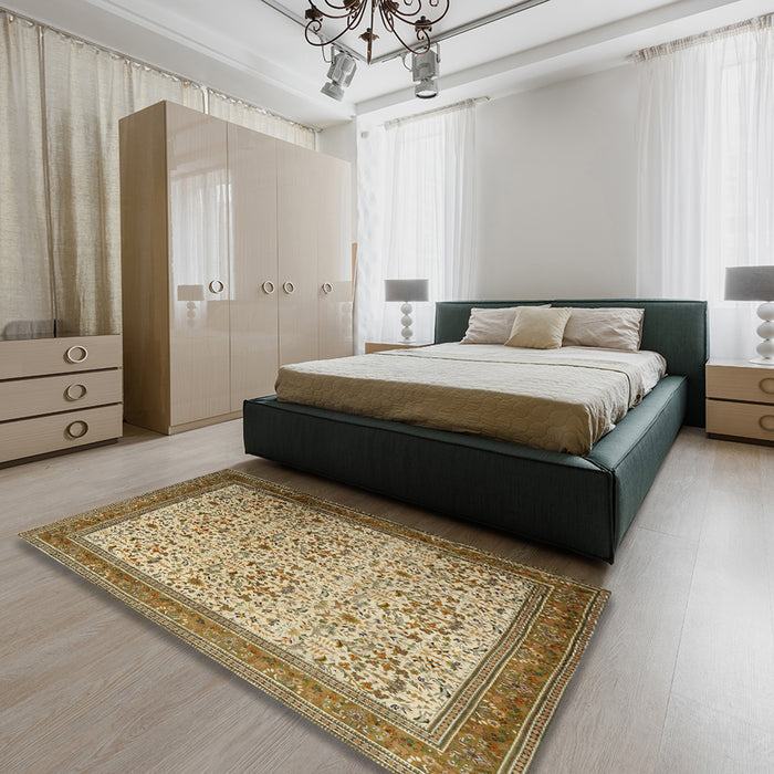 Traditional Saddle Brown Persian Rug in a Bedroom, tr1968