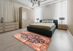 Machine Washable Traditional Cherry Red Rug in a Bedroom, wshtr196