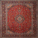 Square Traditional Dark Almond Brown Medallion Rug, tr1970