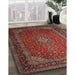 Traditional Dark Almond Brown Medallion Rug in Family Room, tr1970