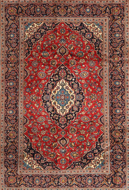 Machine Washable Traditional Saffron Red Rug, wshtr1971