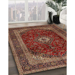 Traditional Saffron Red Persian Rug in Family Room, tr1972