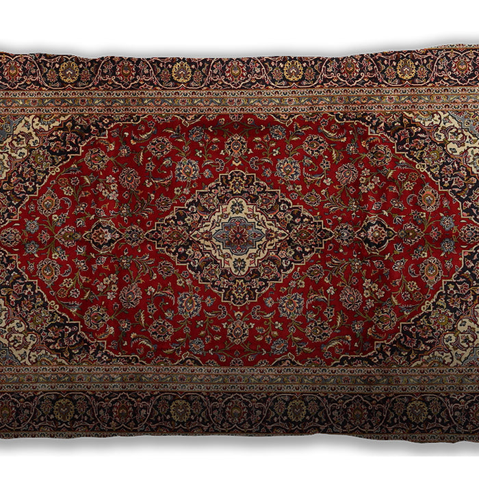 Traditional Classic Rectangular Saffron Red Lumbar Throw Pillow, 13 inch by 19 inch, lbtr1972