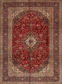 Machine Washable Traditional Saffron Red Rug, wshtr1972