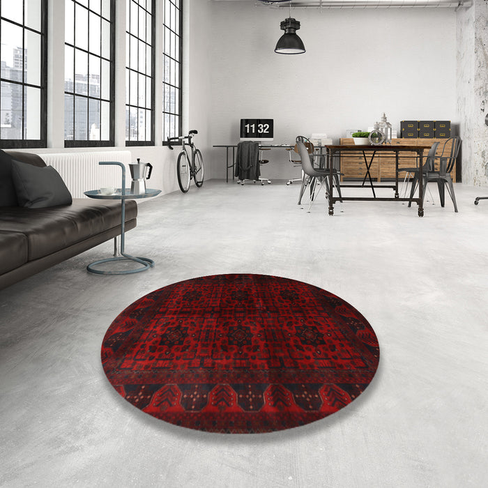 Round Traditional Red Persian Rug in a Office, tr1974