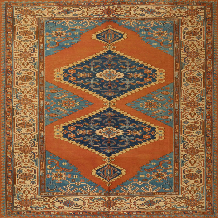 Square Traditional Mahogany Brown Persian Rug, tr1979